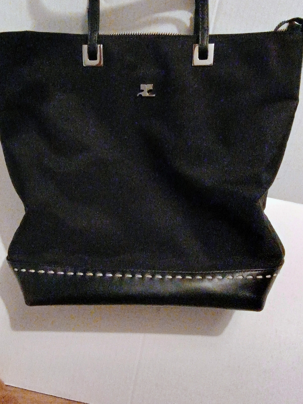 Courreges Black Nylon & Leather Tote Bag